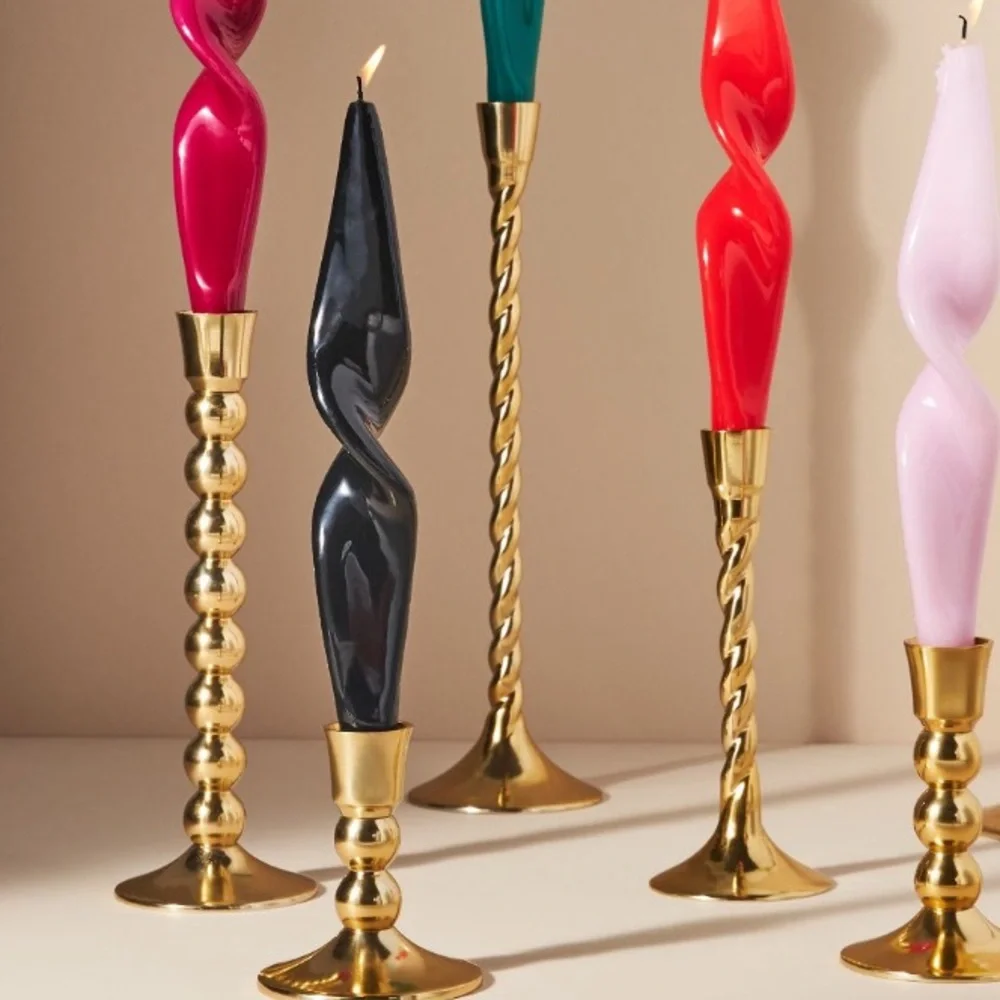 Anthropologie Glossy Twist Taper‎ Candle